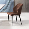 2X Dining Chair Brown Faux Leather Office Chair with Thick Cushion Dining Room