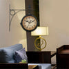 Retro Double-Sided Wall Clock with Stem Fixing Pendulum For Home Outdoor Garden