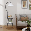Floor Lamp with Table Tripod 2-Tier Side Table Standing Lamp Pleated Lampshade