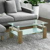 Rectangle Glass Coffee Table With Stroage Modern Living Room Furniture Chrome