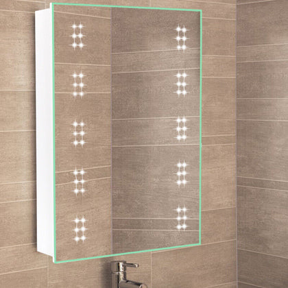 Bathroom LED Light Up Mirror Cabinet With Storage/Demister/Sensor Switch/Clock