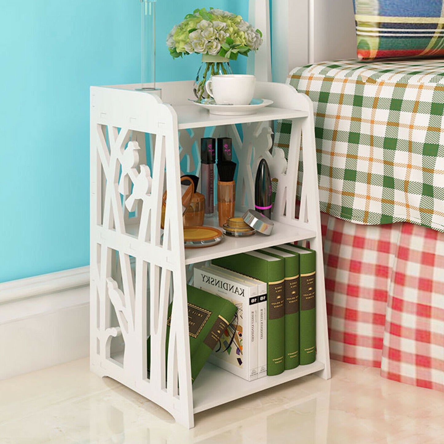 Hollow Bedside Table Nightstand Coffee Tea Side Lamp Desk Shelf Storage Bookcase
