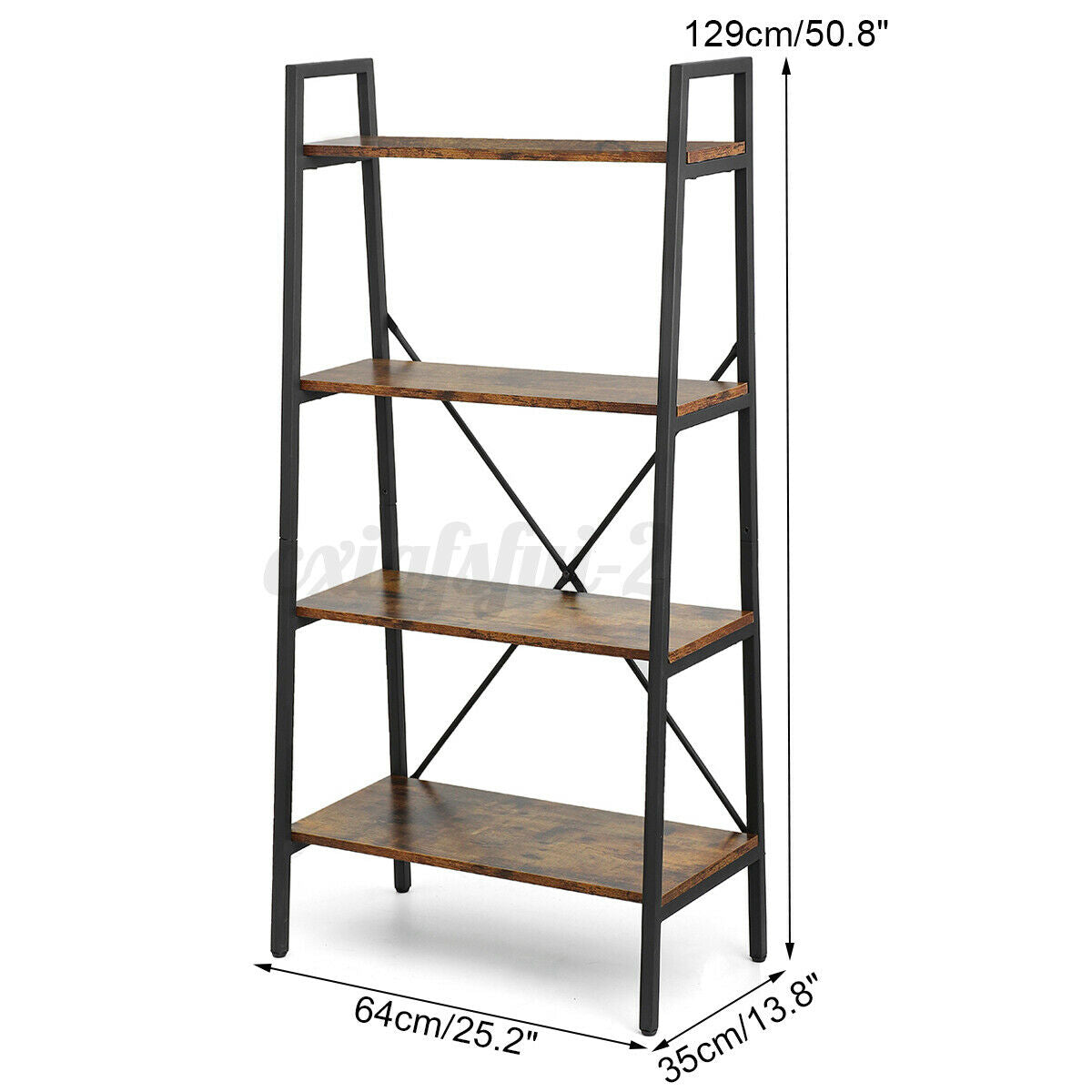 4-Tier Ladder Shelf Bookcase Bookshelf Plant Flower Stand Storage Metal Frame UK