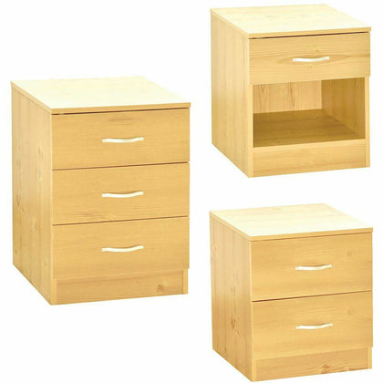 Riano Bedside Chest 1 2 3 Drawer Pine Wood Bedroom Storage Furniture Unit