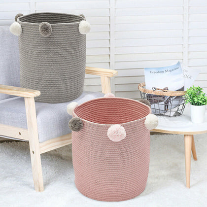 Collapsible Cotton Rope Laundry Basket Clothes Toys Storage Bin Hamper Organizer