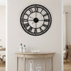 80cm Extra Large Silent Wall Clock Roman Numeral Round Face Black Outdoor Garden
