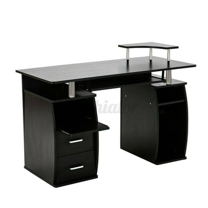 Computer Desk Study Desk Workstation PC Laptop Table Home Office Drawers Shelves