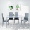 Dining Table + 4 Chairs Seat Set Glass Meeting Table Restaurant Furniture Gray