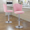 2 Pcs Bar Stools Velvet Breakfast Bar Chairs Swivel Gas Lift Kitchen Dining Room