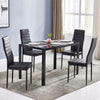 Black Dining Rectangle Table and 4 PU Chairs Set Kitchen Dinning Room Furniture