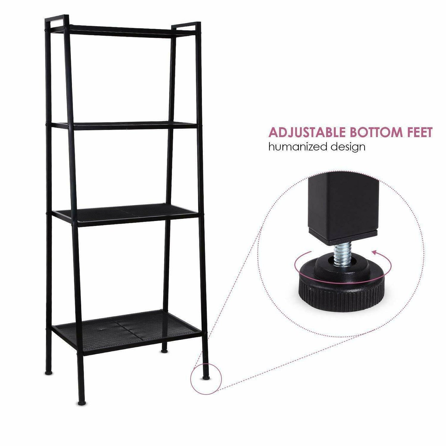 4Tier Ladder Shelf Storage Shelving Unit Bookcase Metal Rack Plant Display Stand