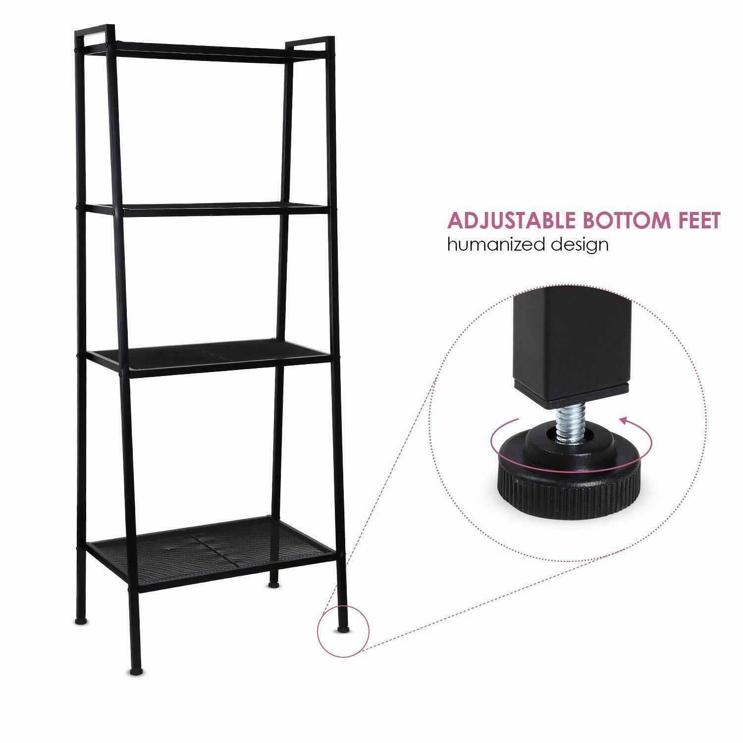4Tier Ladder Shelf Storage Shelving Unit Bookcase Metal Rack Plant Display Stand