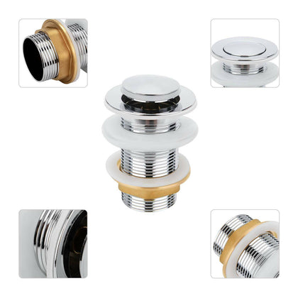 Chrome Waste Disc Pop Unslotted Click Clack Basin Sink Tap Push Up Plug UK