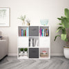 9 Cube Wooden Bookcase Shelving Unit w/ Grey Canvas Basket Display Storage Shelf