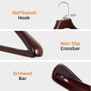 5x Premium Walnut Wooden Clothes Suit Coat Hangers Trousers Rack with Broad Ends
