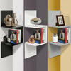 Corner Book Shelf Wall Unit Storage White 2 Tier Floating Display Stand Bookcase