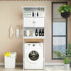 Over Toilet Cabinet Freestanding Washing Machine Rack W/ Open Shelves and Doors