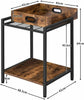 HOOBRO Side Table Sofa Table with Removable Tray Snack Tray Table Industrial