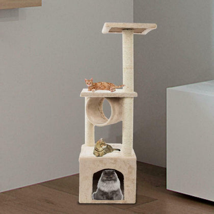 Cat Tree Tower Kitten Scratching Post Pet Activity Centre Scratcher Beige