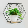 Wood Geometric Hexagonal Design Wall Wire Frame Storage Frame Shelf