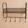 Vintage Style Black Metal Wall Shelf Unit Hooks Rack Home Storage Kitchen Decor
