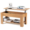 WOODEN COFFEE TABLE WITH LIFT UP TOP STORAGE AND SHELF LIVING ROOM FURNITURE OAK