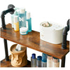 Floating Wall Shelf Industrial Pipe Bathroom Double Rustic Shelf with Towel Rail