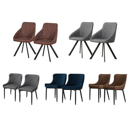 2X Brown/Grey Faux leather/Velvet Dining Chairs Set Kitchen Dining Room Chairs