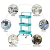 3 Tier Slim Salon Kitchen Storage Trolley Cart Metal Rack Tray Rolling On Wheel