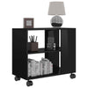 Side Table with Castors Chipboard Sofa Shelf Display End High Gloss Black