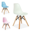 2x Eiffel Kids Children Chairs White/Pink/Blue Plastic Seat with Wooden Legs