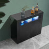 Sideboard Storage Matt Body&High Gloss Doors Buffet Cupboard Cabinet w/LED Black