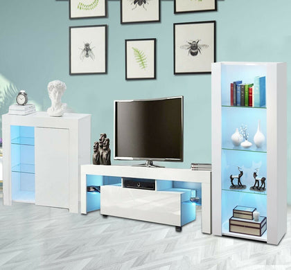 Modern High Gloss Cabinet Living Room Furniture TV Unit Display Cupboard w/ LED