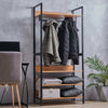 4 Tier Metal Hat and Coat Stand Hanging Clothes Rail Garment Storage Wood Shelf