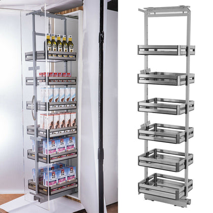 400mm Tall Larder Unit 6 Tier Pull Out Basket Kitchen Cabinet Cupboard Storage