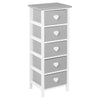 WHITE & GREY 5 DRAWER HEART STORAGE UNIT/CHEST OF DRAWERS/GIRLS BEDROOM