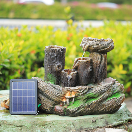 Garden Solar Water Feature LED Light Fountain Outdoor Resin Statue Ornament Pump