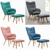 Occasional Armchair Wing Back Accent Chair and Footstool Living Bedroom Lounge