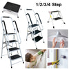 Foldable Non Slip 3 Steps Steel Rubber Mat Tread Safety W/Handrail Rail Ladders