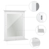 Mondeer White Bathroom Mirror MDF Frame Wall Mounted W/ Shelf Bathroom Porch