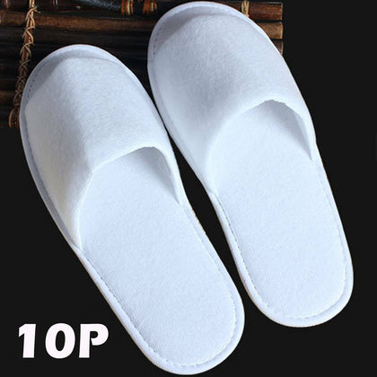 10 pairs SPA HOTEL TOWELLING DISPOSABLE TERRY STYLE OPEN TOE GUEST SLIPPERS