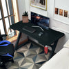 Z-Shaped Ergonomic Computer Desk Gaming Table Workstation W/ Hook & Cup Holder