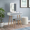 Dressing Table Vanity Set Make up Desk Rectangular LED Light Mirror w/Stool Wood