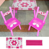 Pink 2 Chairs Flowers Kids Childrens Wooden Garden or Inside Table Set