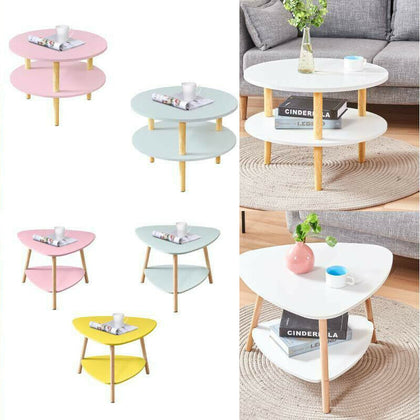2 Tier Coffee Side Table Sofa End Modern Tea Desk Storage Shelf for Living Room