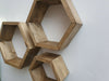 Set of 3 wooden handmade hexagon shelves made from pine wood - dark oak