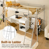 3.5FT Single Metal Loft Bed Frame High Sleeper Bunk Bed Study Desk Cabin Bed