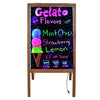 LED Fluorescent Sign Menu Board Neon Writing Glass Board Wooden Frame w/ Remote