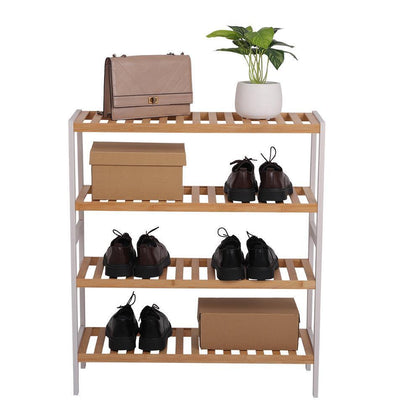 4 Tiers Bamboo Shoe Rack Storage Shelf Display Stand Organiser Unit Cabinet
