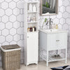 165cm Freestanding Slimline Bathroom Storage Cabinet w/ 6 Shelves Cupboard White